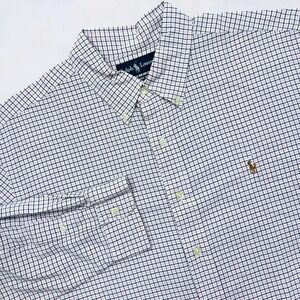 Ralph Lauren Shirt Men's XL Pink White Grid Oxford Button Down Flesh Pony